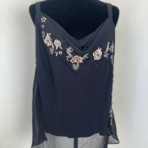 Lane Bryant Black Floral Tank Size 20